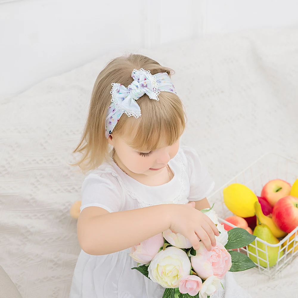 

2020 Brand Newborn Headwrap Baby Elastic Headband Nylon Hairband Headwear Girl Floral Bow Turban 6 Colors Headband
