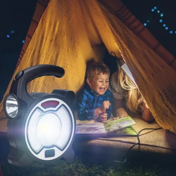 

Solar Energy Powered COB LED Work Portable Lanterns Outdoor Camping Waterproof Light USB Charging Hanging Flashlight