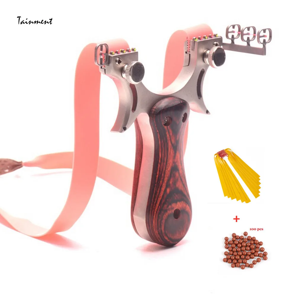 

Newest Slingshot Stainless Steel Mini Catapult with Rubber Band and Marbles for Hunting, Shooting Game High Precision Slingshot