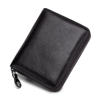 

RFID Wallet Matte Leather Multi-card Slots Credit Card Holder Large Capacity Short Zipper Coin Purse Vintage Unisex Clutch Bag