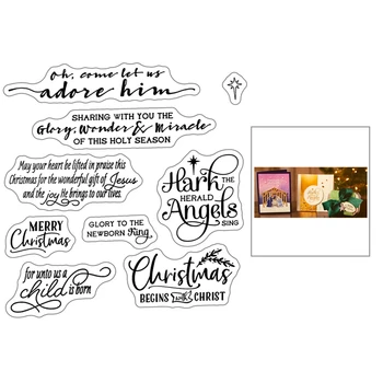 

Merry Christmas Sentiment Words Clear Stamps and 2020 New Angel Metal Cutting Dies Scrapbooking For Crafts Greeting Card Making