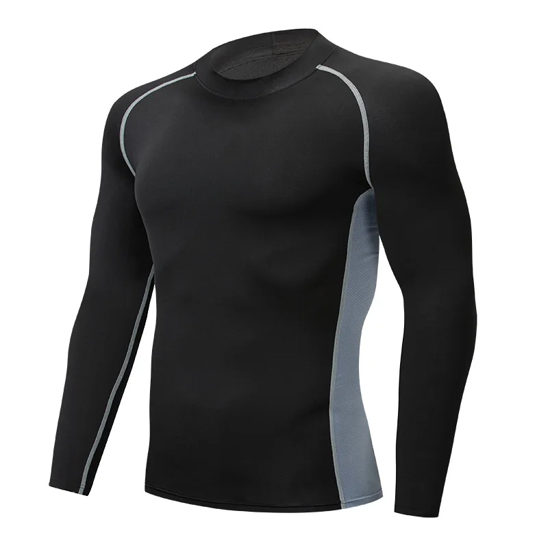 

New Men's Fitness Garment Mesh Cloth Air-permeable Tight Sports Training Suit Elastic Fast Dry T-shirt With Long Sleeves 2019