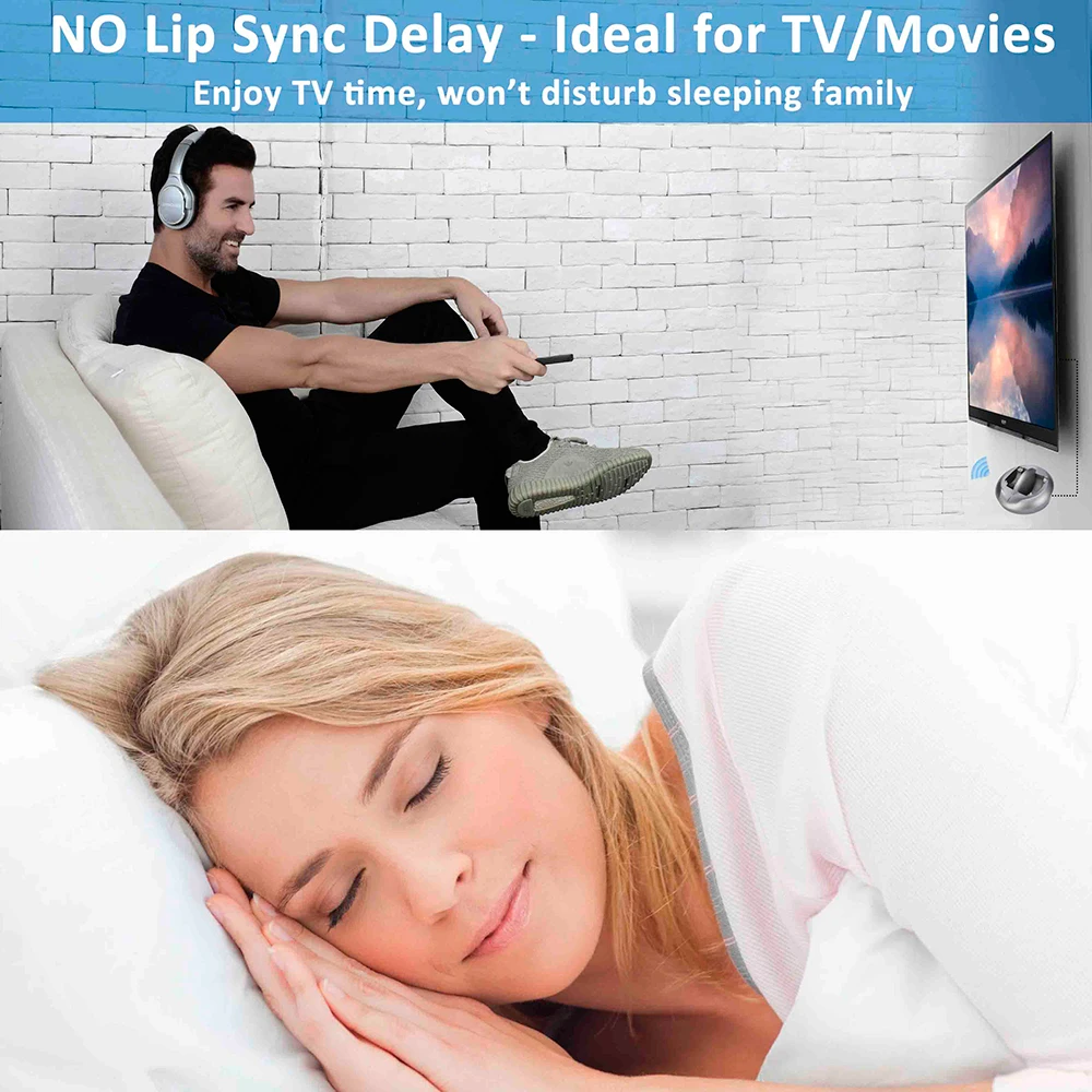 Zanchie Wireless Headphones for TV Watching with RF Transmitter 330ft Range Digital OPTICAL RCA AUX 10Hrs Battery No Audio Delay