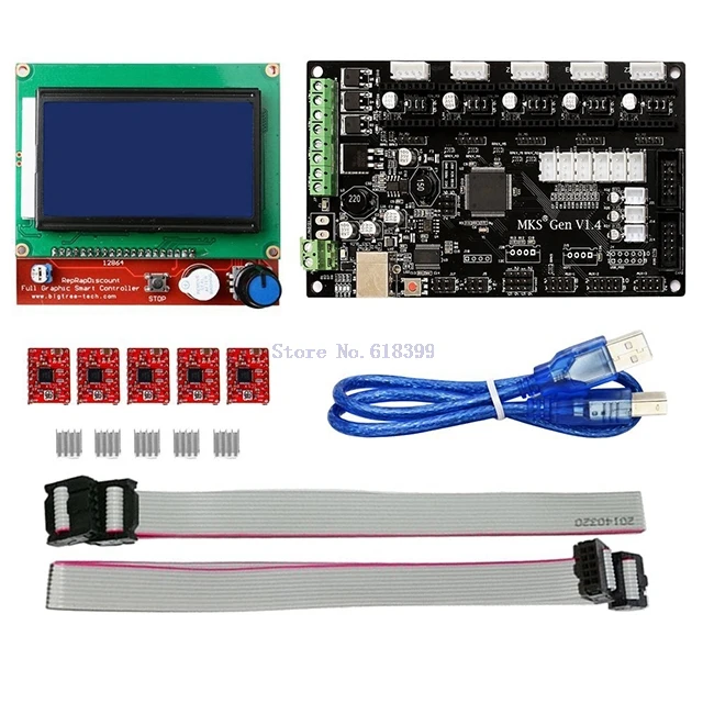 

A2-- MKS Gen V1.4 3d kit with MKS Gen V1.4 RepRap board + 5PCS A4988 Driver + 12864 Graphic LCD