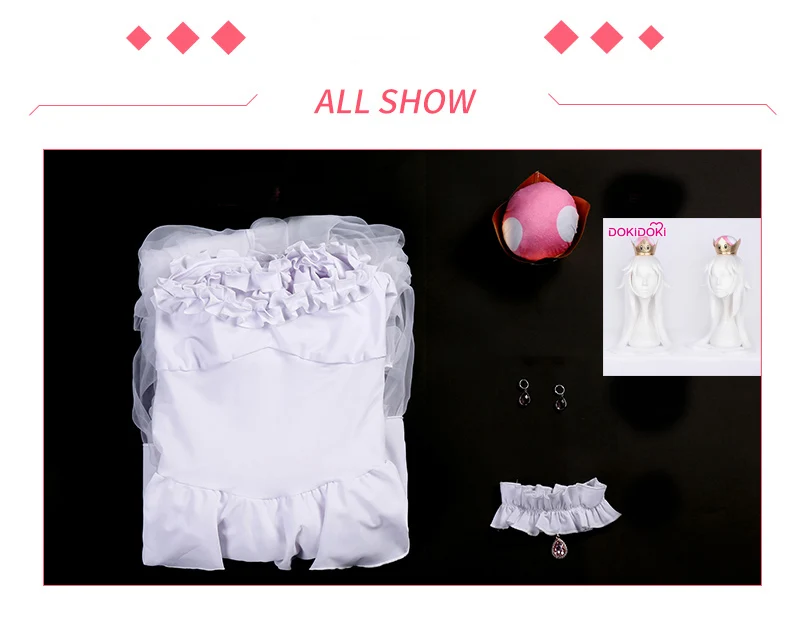 Costume With Wig DokiDoki-R игра Супер Марио для косплея Kingboo призрак костюм принцессы женское белое платье супер Марио для косплея костюм Хэллоуин - Цвет: Costume With Wig