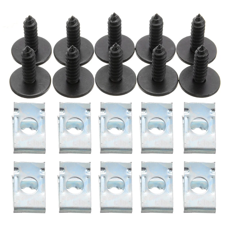 

20pcs Chassis Engine Guard Metal Nut/Screw Washers U-shape Clip Car Fender Bumper Cross Head Screws Fit For BMW