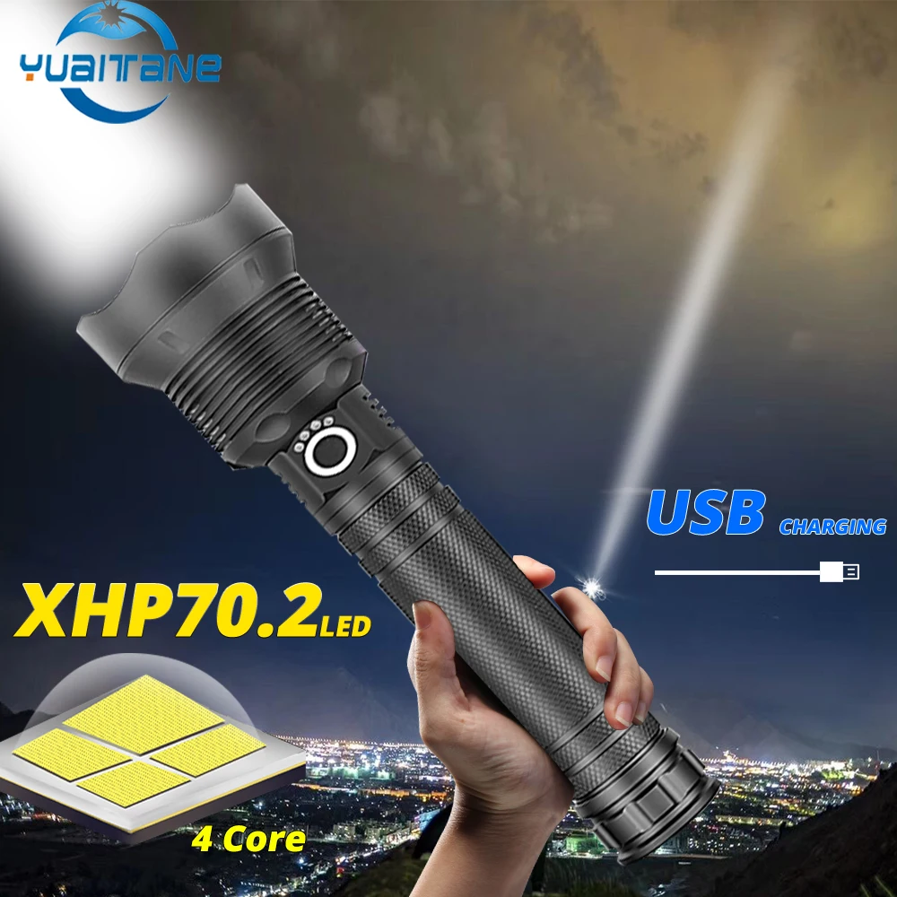 XLamp xhp70.2 самый мощный светодиодный фонарик usb Zoom факел xhp70 xhp50 18650 26650