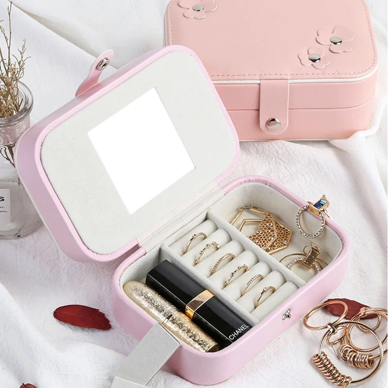 Double layer Jewelry Box Buckle Jewelry Storage Exquisite Portable Makeup Storage Travel Box Jewelry Holders Health & Beauty