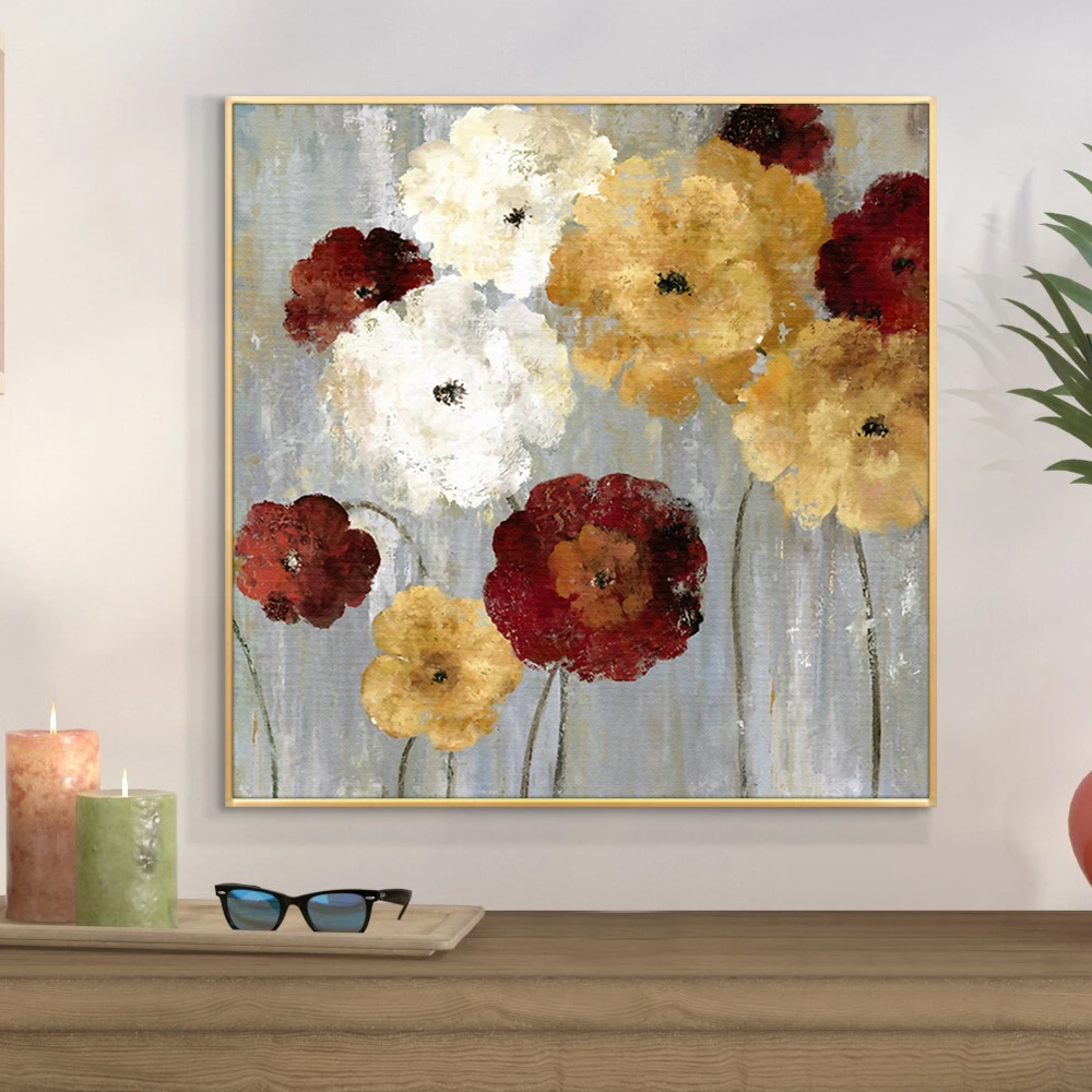 Abstract Red Flowers Hand Painted Oil Painting On Canvas Abstract Wall Art White Flower Painting Art For Modern Home Decor Painting Calligraphy Aliexpress
