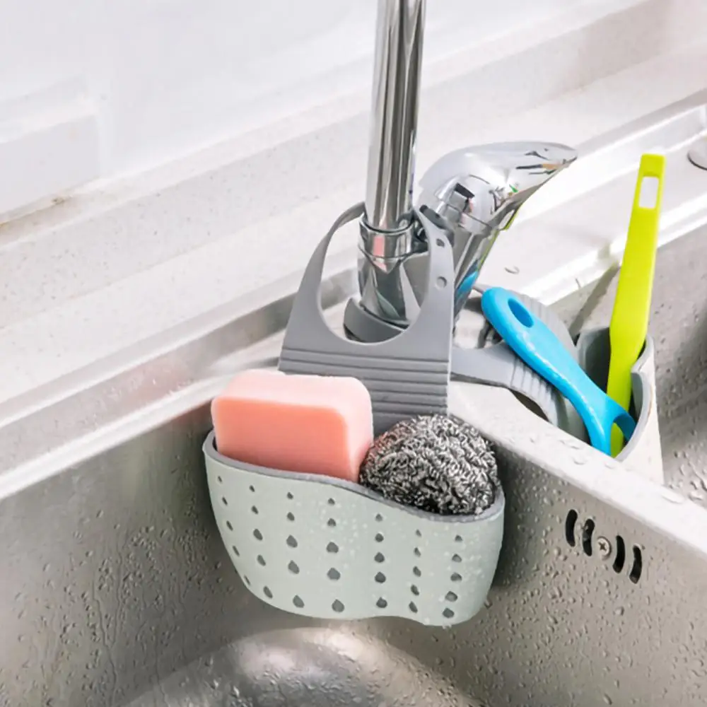 

Sink Double Drain Bag Storage Rack For Sponge Soap Holder Pool Storage Supplies Hanging Basket Drain Rack Kitchen Utensils