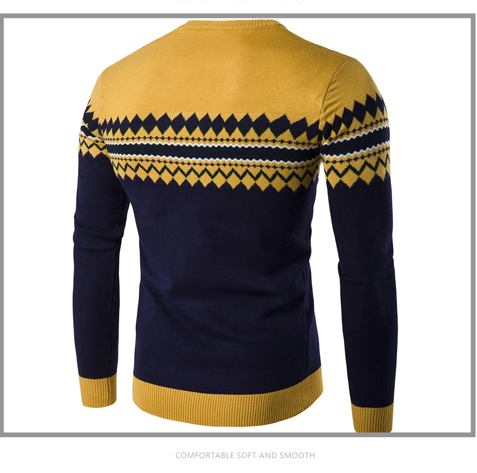 Manoswe Повседневный теплый вязаный свитер в стиле пэчворк для мужчин осенне-зимний трендовый приталенный пуловер с круглым вырезом в британском стиле XXL джемпер