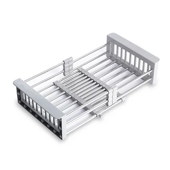 

Stainless Steel Sink Rack Telescopic Drain Basket Dishes Drying Rack Fruit Vegetable Washing Strainer Kitchen Organizer