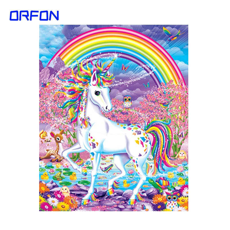 ORFON DIY рамка красочная единорог картина с животными по номерам сочетание