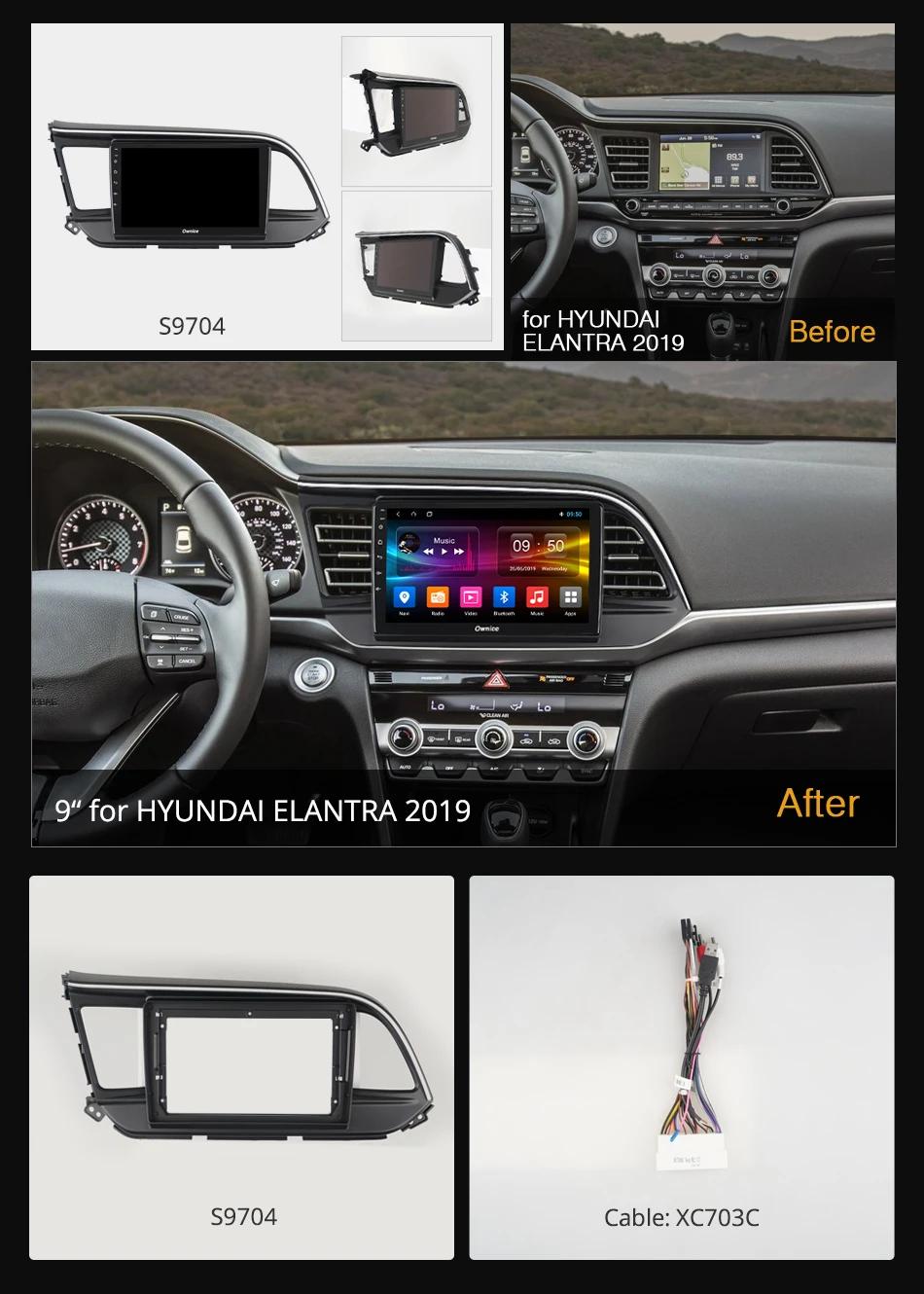 Best 360° 4×Camera 4G LTE Android 9.0 8Core 4+64G DSP Auto CarPlay Car Multimedia SPDIF GPS Radio Player for Hyundai Elantra 2019 LHD 7