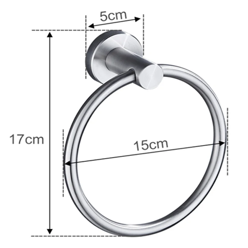 OUGOO Bathroom Accessories Brushed Finish Stainless Steel Bathroom Towel Holder Wall-Mounted Round Towel Rings ,Towel Rack