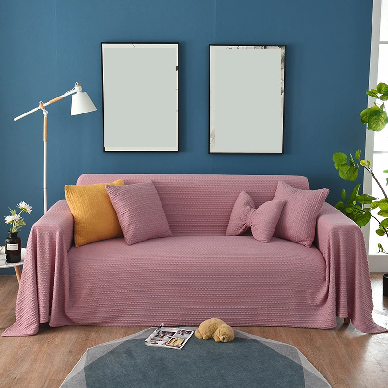 Pink Горячая Распродажа, чехлы для дивана для гостиной, чехлы для дивана, вязаные, все включено, для дивана, полотенца, Нескользящие Чехлы для дивана, протектор - Цвет: Pink