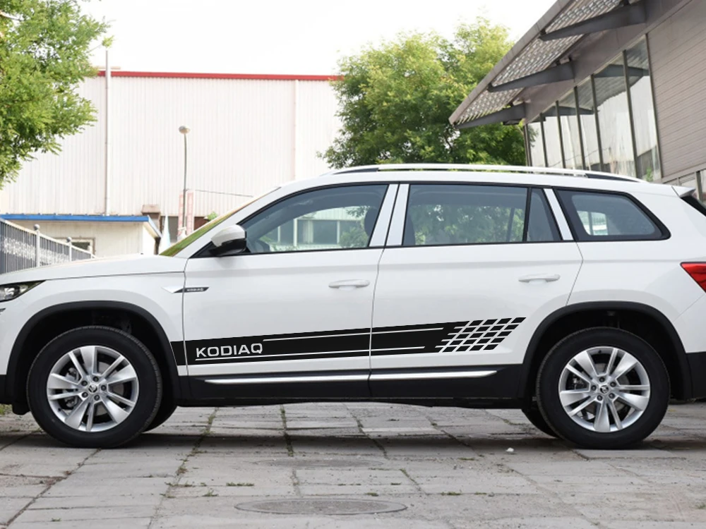 2 шт. для Skoda Fabia Kodiaq Kamiq Karoq автомобильные длинные боковые юбки спортивные наклейки Авто украшения DIY виниловая пленка наклейки аксессуары для автомобиля