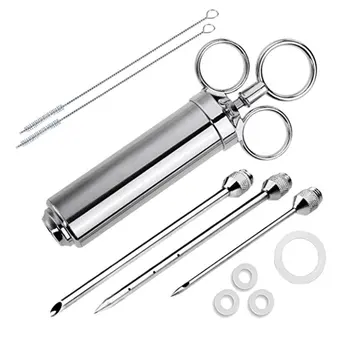 

Marinade Seasoning Injector Turkey Meat Injectors Stainless Steel Cooking Syringe Injection with 3 Needles