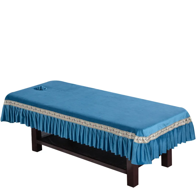 

High Quality Dutch Cashmere Cosmetic Salon Bed Sheets SPA Massage Treatment Bed Table Sheets Full Cover with Skirt