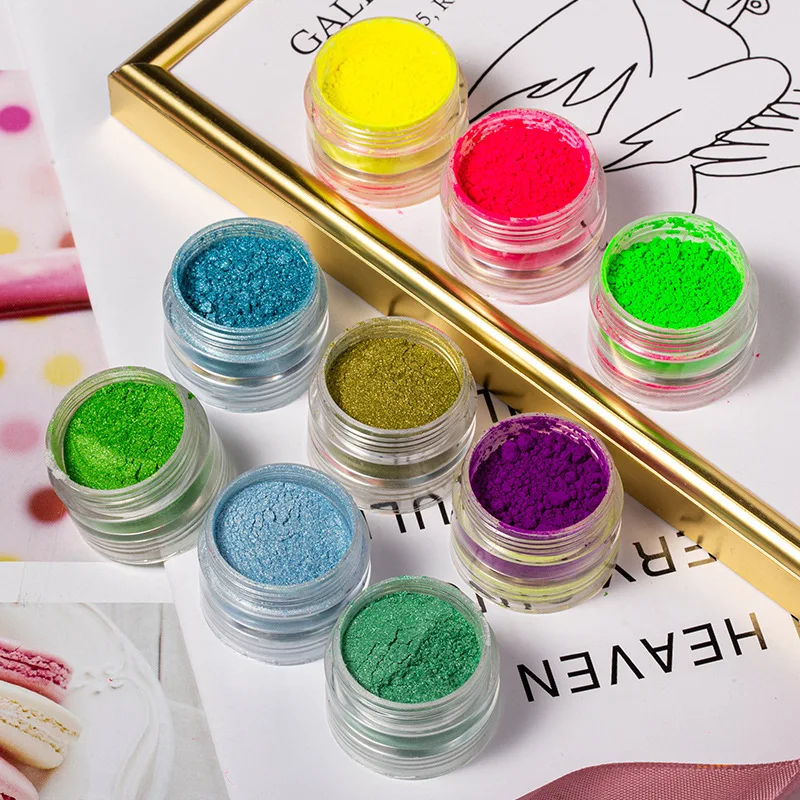 6 Box Neon Pigment Powder Nail Fluorescence Gradient Glitter Summer Shinny Dust Ombre DIY Nail Art Decor Manicure