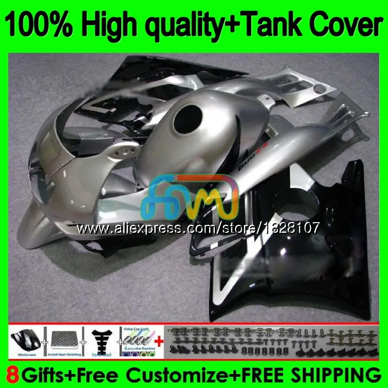 Комплект+ майка для HONDA CBR 600F2 1991 1992 1993 1994 1BS. 90 CBR600FS серебряный черный CBR 600 FS CBR600 F2 CBR600F2 91 92 93 94 обтекатель - Цвет: No. 1