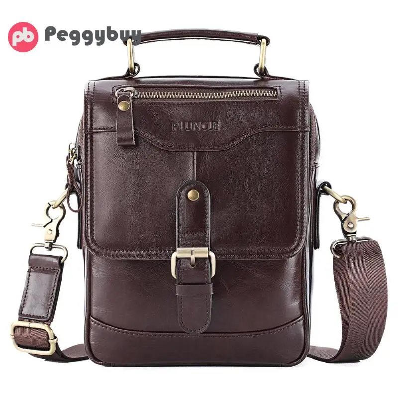 Мужская наплечная сумка мессенджер из натуральной воловьей кожи Повседневная