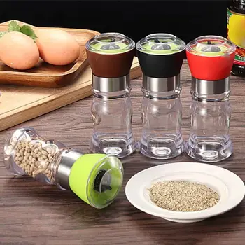 

4pcs Kitchen Manual Grinding Bottle Salt Pepper Mill Grinder Pepper Grinders Shaker Spice Container Seasoning Condiment Holder