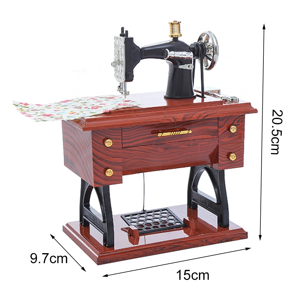 Home Decoration Music Box Vintage Music Box Mini Sewing Machine/Romantic Love Heart Style Mechanical Birthday Gift Table Decor