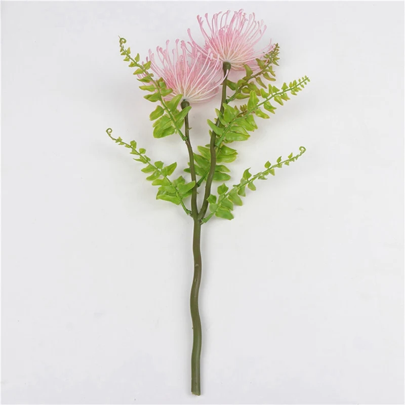 Флокированные Leucospermum искусственные цветы для свадебного украшения Флорес Искусственные пластиковые искусственный цветок растение Флер искусственные