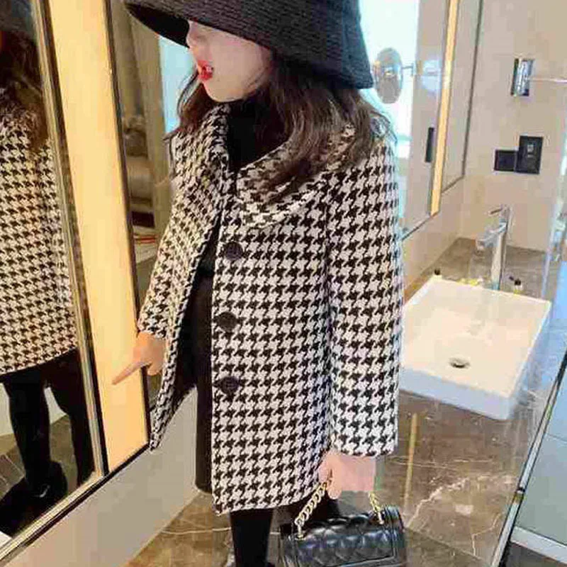 Autumn And Winter Children's Korean Lapel Fashion Overcoat for Girls girls winter coat girls outerwear