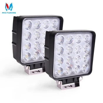 

MICTUNING 2pcs 48W Square LED Work Light Bar Spot Flood Combo Beam Off Road for J-eep Truck 4x4 Car ATV SUV ATV Led Driving Lamp