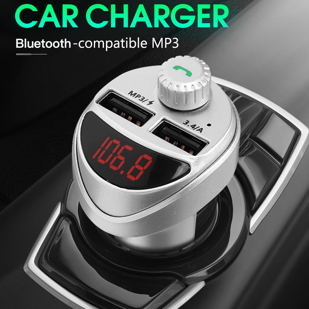 Car Cigarette Lighter Charger Fm Transmitter 3.4a Dual Usb Charging