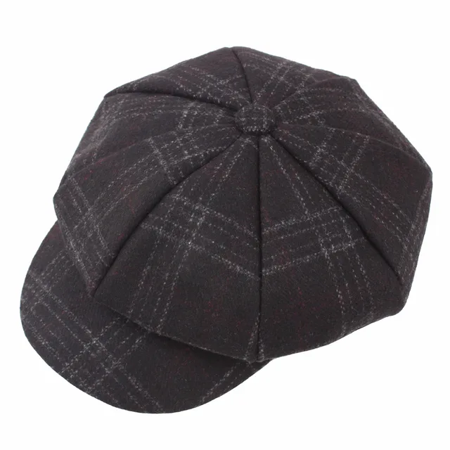 BUTTERMERE Women Wool Tweed Caps Newsboy Female Male Vintage Army Green Plaid Flat Caps Spring Painters Cabbie Duckbill Hat 2021 black