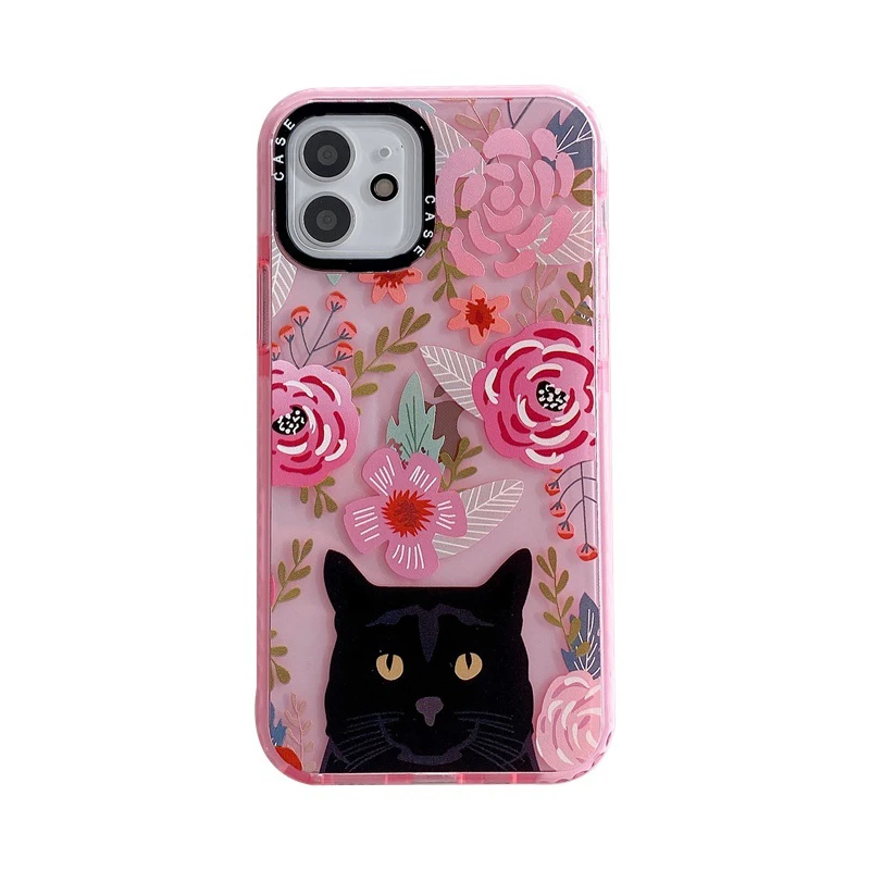 Cartoon Cat Rose Flowers Case For iPhone 6