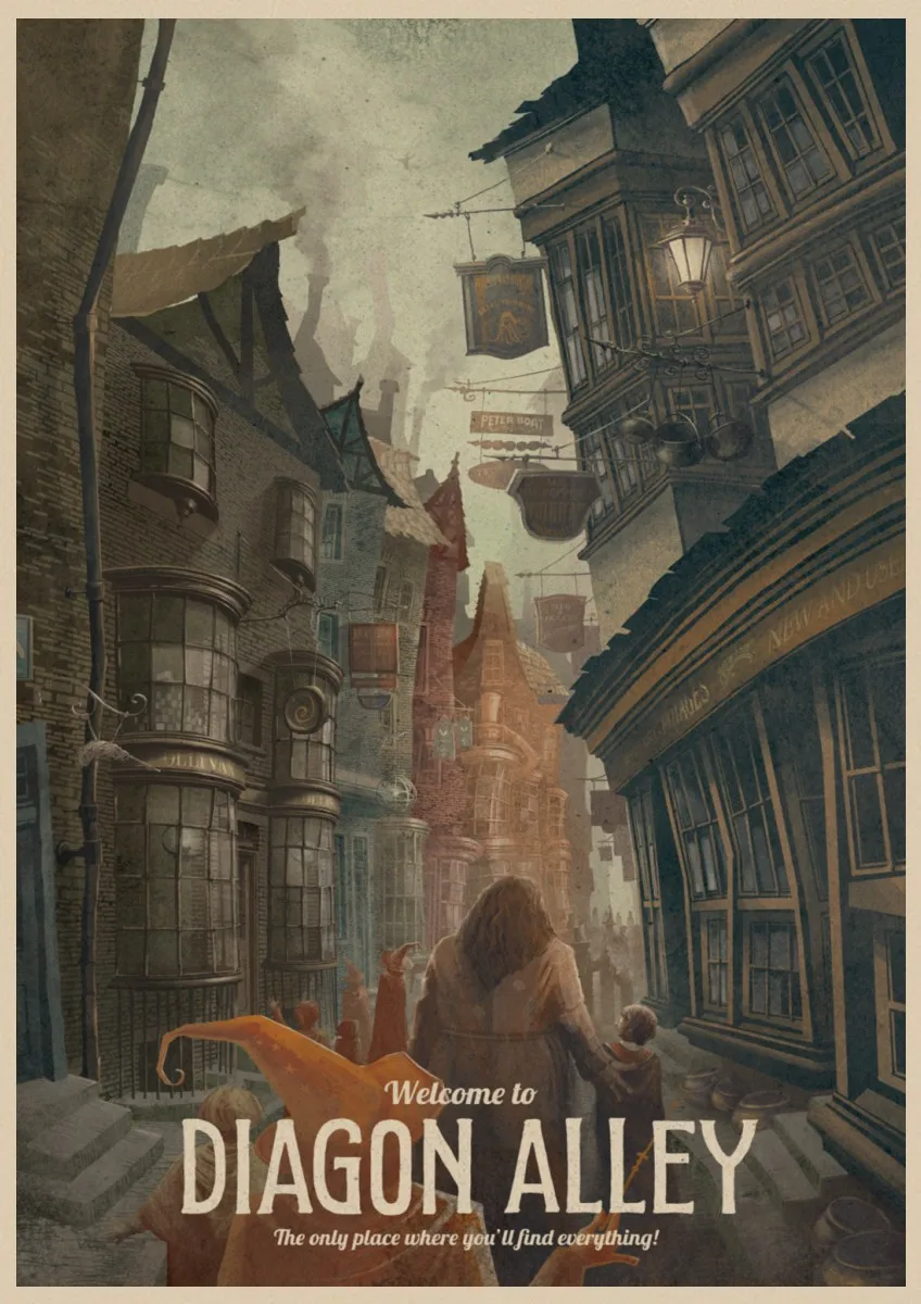 Винтажный постер Гарри экспресс Diagon Alley etc пленка из крафт бумаги кинопостеры