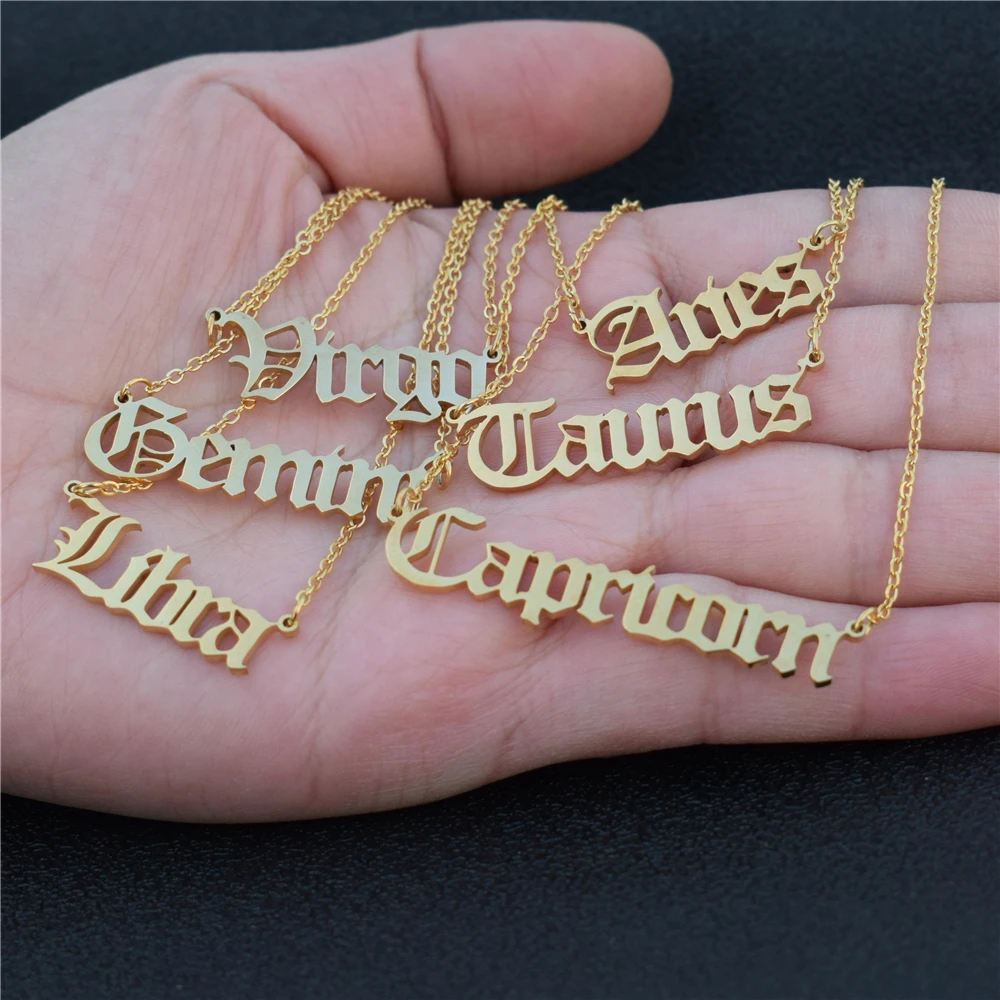 Old English 12 Zodiac Necklace For 