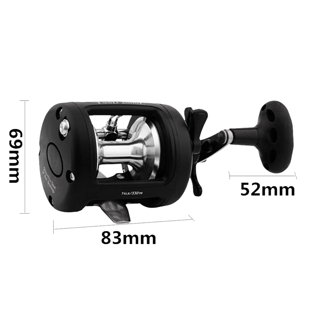 Fishing Reels Saltwater 3+1 BB Sea Baitcasting Reel Trolling Boat Reel Drum Fishing Reel Black 