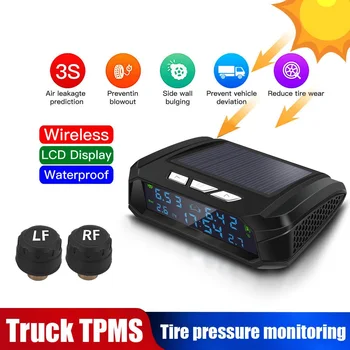 

Universal Solar Panel Powered Truck TPMS Truck Wireless Tire Pressure Monitoring System For Front Wheel LCD Display Auto Alarm