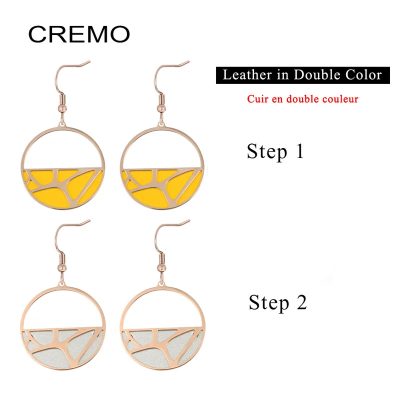 Круглые серьги подвески Cremo из нержавеющей стали для девочек СЕРЬГИ ИЗ
