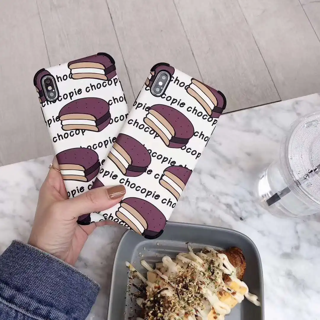 Cartoon Creative Chocolate Pie Phone Case for iPhone 6 6S 7 8 PLUS X XR XS MAX Anti-fall Fashion Personality |