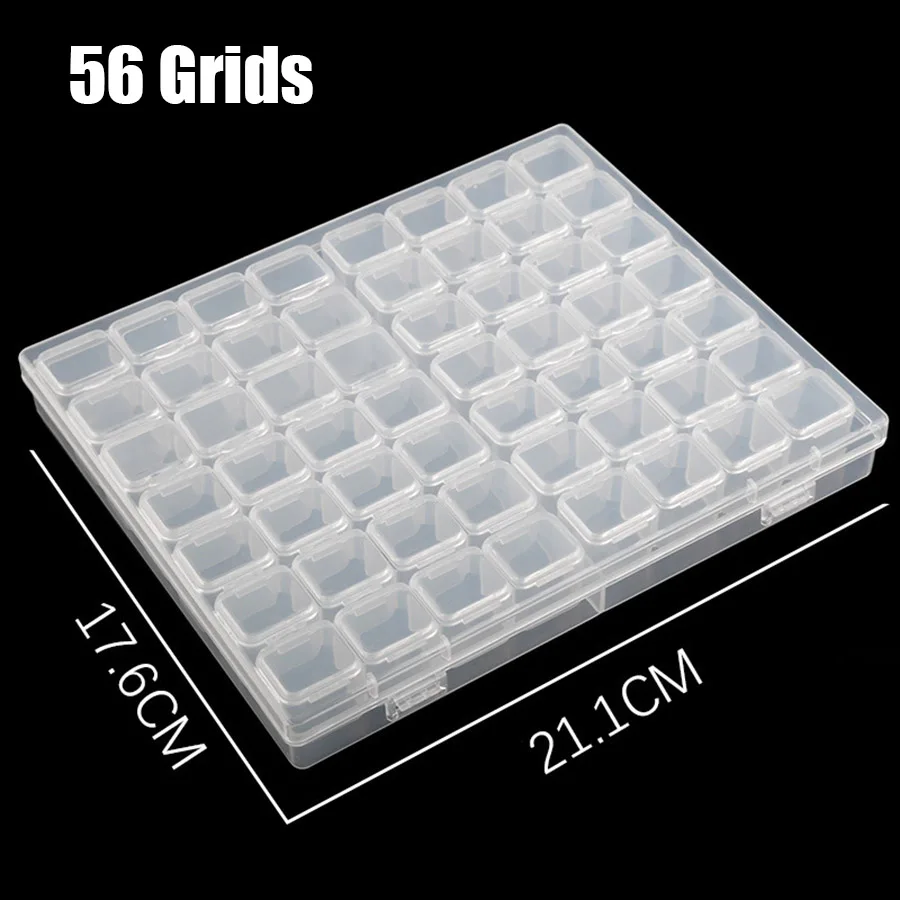 64/56/28 Grids Storage Box With Sticker Diamond Painting Tool Accessories Bead Container Rhinestone Embroidery Stone Organizer