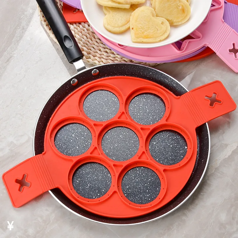 Kitchen Seven Holes Egg Ring Silicone Mold Pancake Cooker Bake Tool Kitchen Accesso K2B 