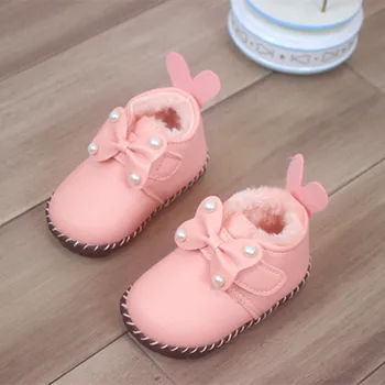 

Baby Girl Shoes 2020 New Winter Fashion Bowknot Baby Princess Leather Shoes Plush Children'S Shoes Baby Boots For 6M 12M 18M 24M