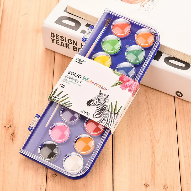 36colors Power Solid Waterolor Paint Set Bright Color Portable Watercolor Pigment Set With Hook Line Brush For Painting Art S - Цвет: 16colors