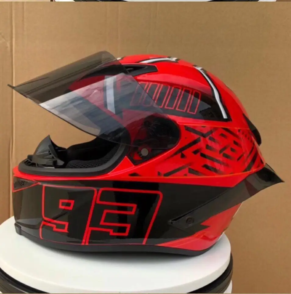 moto rcycle hat moto RED 93 шлем Полнолицевая линза с задним крылом гоночный Зимний шлем