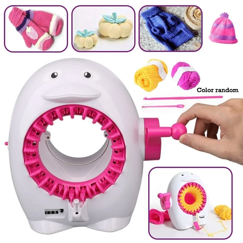 Diy Woven Scarf Machine Cartoon penguin Plastic Needle Sewing Tools DIY Hand Knitting Loom for Scarf Hat Children Pretend Toys