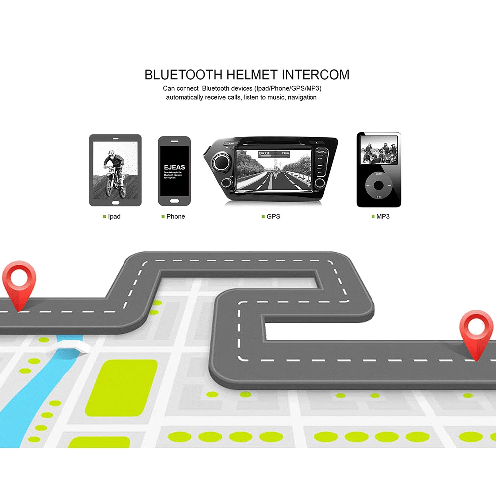 Bluetooth гарнитура для мотоциклетного шлема 3 0 м 1200|Наушники шлемов| |