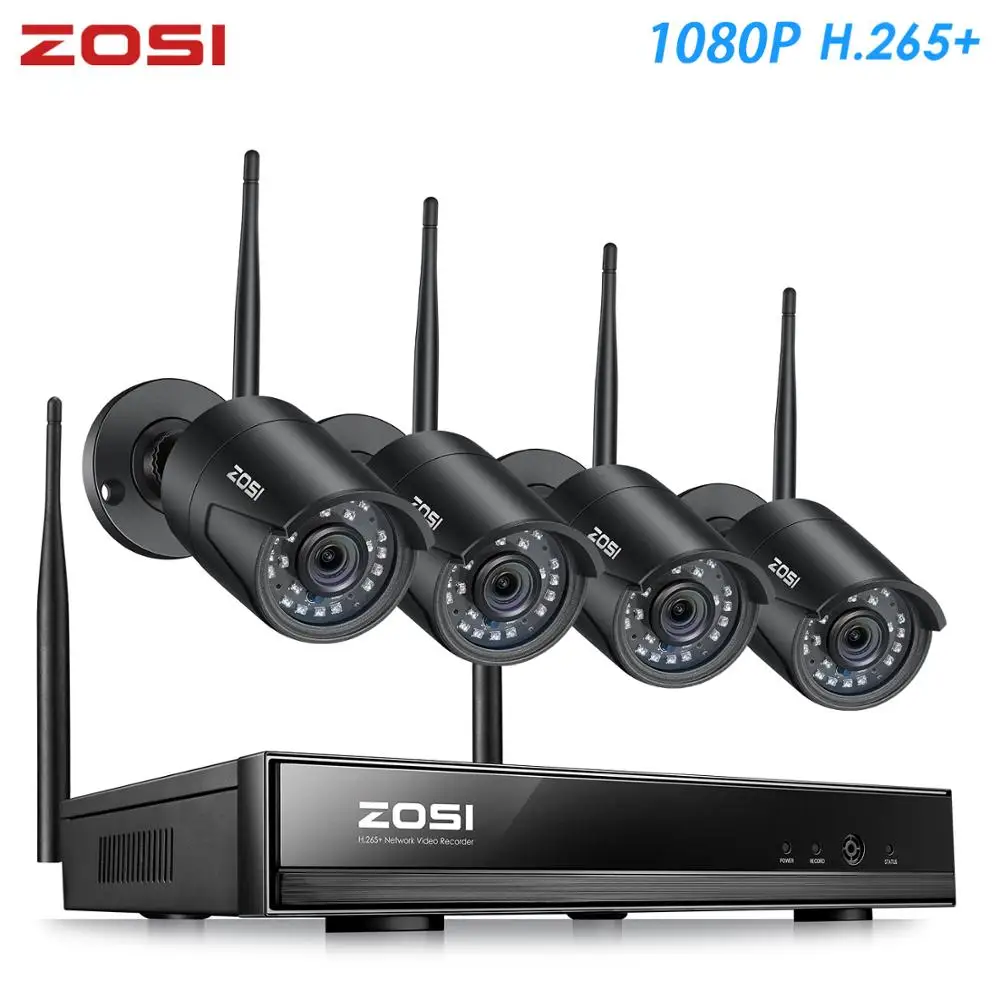 ZOSI H.265 1080P 8CH CCTV Security Surveillance WIFI Camera System Wireless IP Outdoor NVR Kit HDD Remote View in PC Monitor