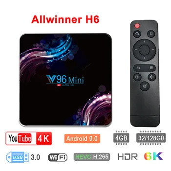 

4GB 128GB V96 Mini Android 9.0 TV Box Allwinner H6 Quad Core 6K H.265 Wifi netflix Youtube Set top box V96mini Wifi media player