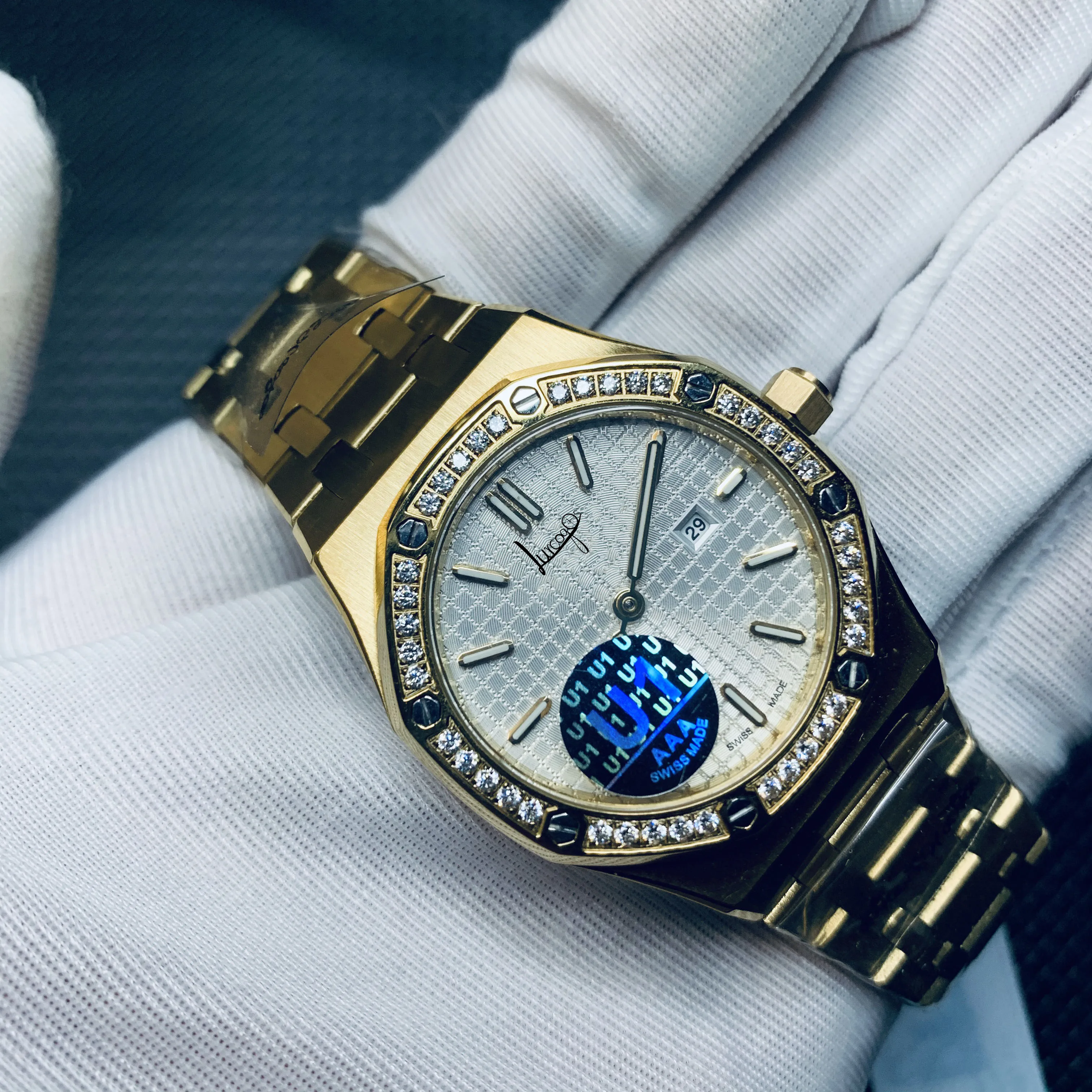

High quality ladies 18K gold quartz watch 33mm luminous top stainless steel Roâ€”yal Oak ladies watch
